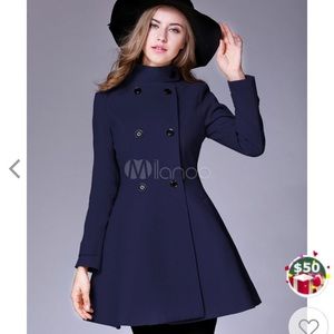 Dark Navy Winter Coat - Double Breasted